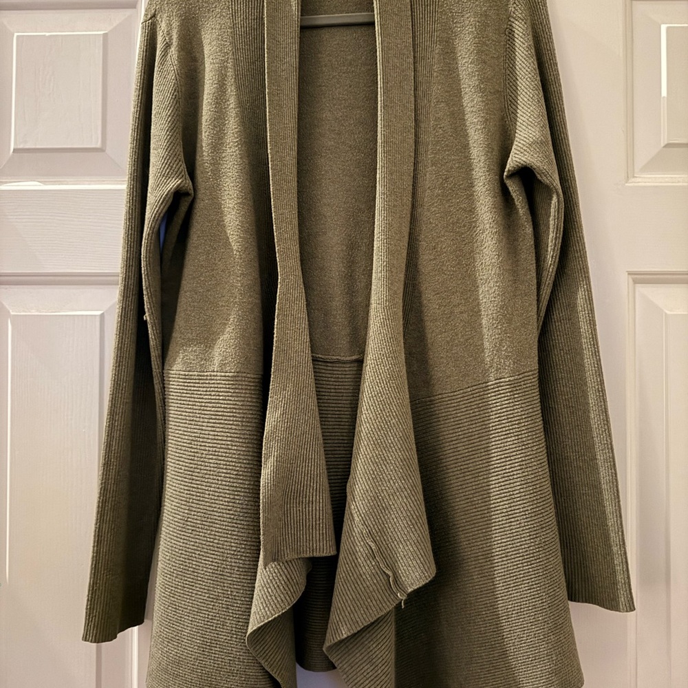 Anthropologie Olive Open-Front Cardigan